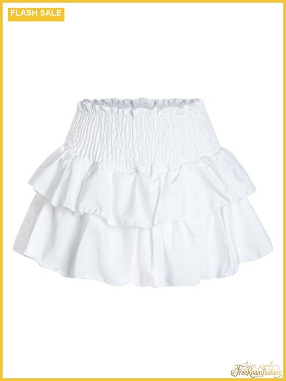 Ruffle Hem High Waist Mini Skirt Lined Layered Pleated Flowy